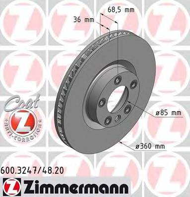 ZIMMERMANN 600.3247.20 Тормозной диск ZIMMERMANN 600.3247.20 Тормозной диск