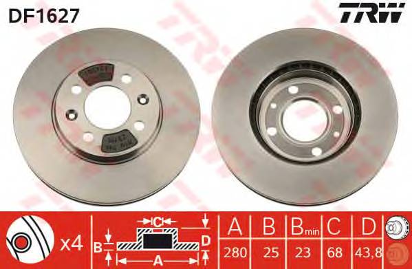 TRW DF1627 Тормозной диск