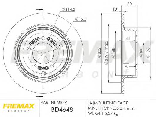 FREMAX BD-4648 Тормозной диск FREMAX BD-4648 Тормозной диск