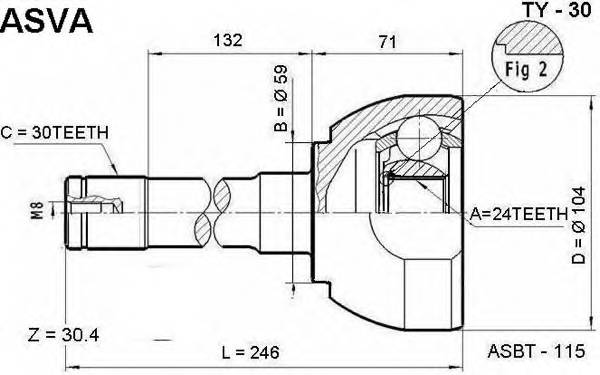 ASVA TY30 ШРУС НАРУЖНЫЙ 24x59x30 ASVA TY30 ШРУС НАРУЖНЫЙ 24x59x30