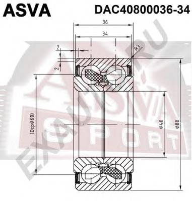 ASVA DAC4080003634 ПОДШИПНИК СТУПИЧНЫЙ ПЕРЕДН
