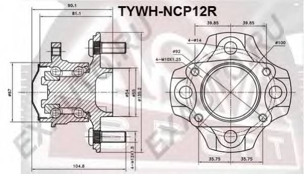 ASVA TYWHNCP12R ÑÒÓÏÈÖÀ ÇÀÄÍßß (YARIS NCP10 1999-2005