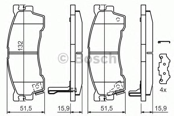 BOSCH 0 986 424 694 Комплект гальмівних колодо... BOSCH 0 986 424 694 Комплект гальмівних колодо...