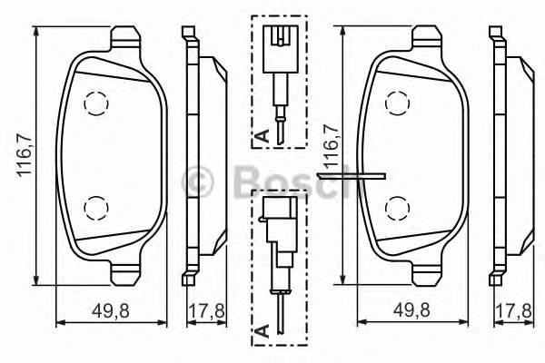 BOSCH 0 986 494 466 Комплект гальмівних колодо... BOSCH 0 986 494 466 Комплект гальмівних колодо...