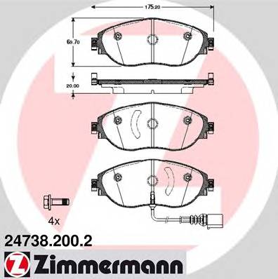 ZIMMERMANN 24738.200.2 Комплект тормозных колодок