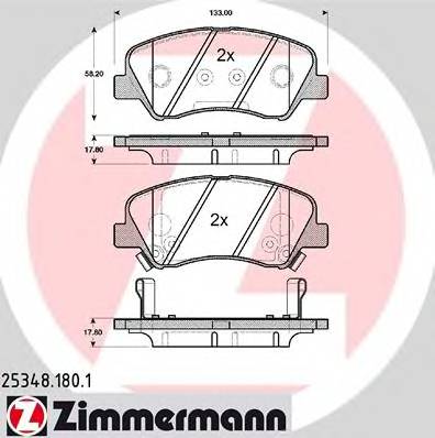 ZIMMERMANN 25348.180.1 Комплект тормозных колодок