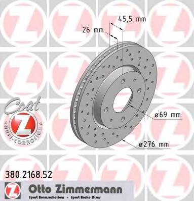 ZIMMERMANN 380.2168.52 Тормозной диск ZIMMERMANN 380.2168.52 Тормозной диск