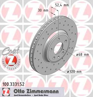 ZIMMERMANN 100.3331.52 Гальмівний диск