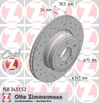 ZIMMERMANN 150.3451.52 Гальмівний диск ZIMMERMANN 150.3451.52 Гальмівний диск