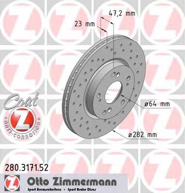 ZIMMERMANN 280.3171.52 Тормозной диск