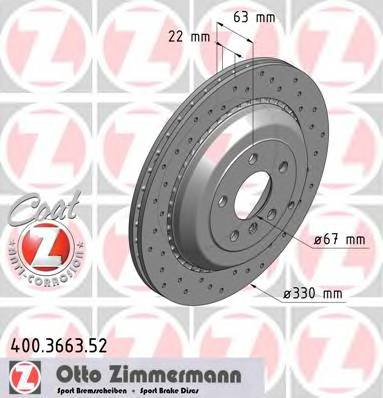 ZIMMERMANN 400.3663.52 Гальмівний диск ZIMMERMANN 400.3663.52 Гальмівний диск