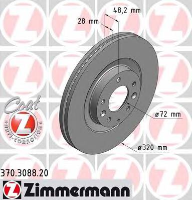ZIMMERMANN 370.3088.20 Тормозной диск ZIMMERMANN 370.3088.20 Тормозной диск
