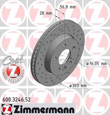 ZIMMERMANN 600.3246.52 Тормозной диск ZIMMERMANN 600.3246.52 Тормозной диск
