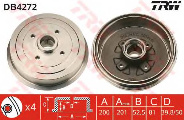 TRW DB4272 Тормозной барабан TRW DB4272 Тормозной барабан
