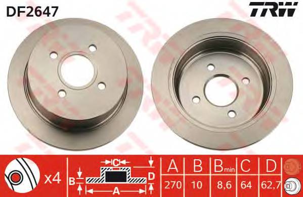TRW DF2647 Гальмівний диск