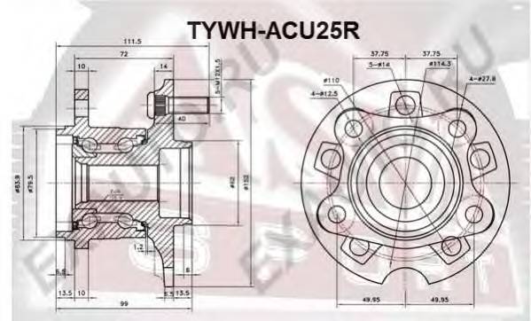 ASVA TYWHACU25R СТУПИЦА ЗАДНЯЯ (RX300 MCU35 2003-2006... ASVA TYWHACU25R СТУПИЦА ЗАДНЯЯ (RX300 MCU35 2003-2006...