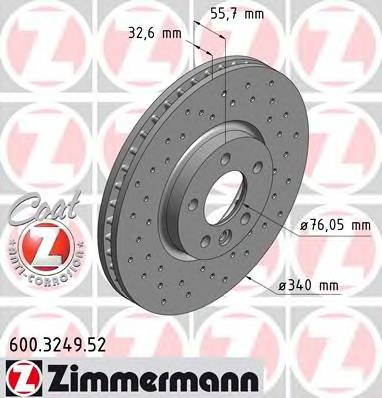 ZIMMERMANN 600.3249.52 Гальмівний диск ZIMMERMANN 600.3249.52 Гальмівний диск