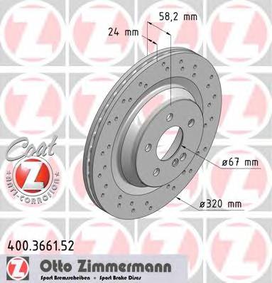 ZIMMERMANN 400.3661.52 Гальмівний диск