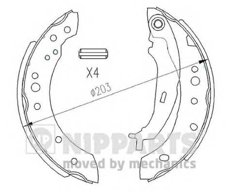 NIPPARTS N3505043 Комплект гальмівних колодо... NIPPARTS N3505043 Комплект гальмівних колодо...