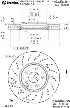 BREMBO 09.A828.11 Тормозной диск