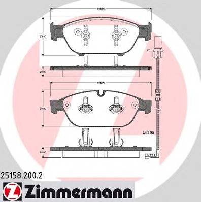 ZIMMERMANN 25158.200.2 Комплект гальмівних колодо...