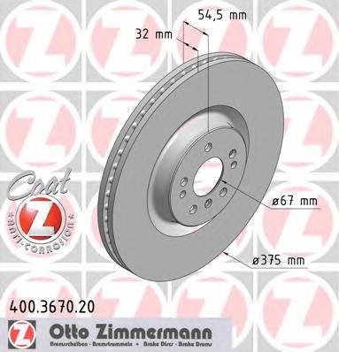 ZIMMERMANN 400.3670.20 Тормозной диск ZIMMERMANN 400.3670.20 Тормозной диск
