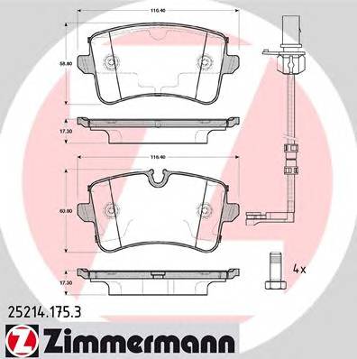 ZIMMERMANN 25214.175.3 Комплект тормозных колодок... ZIMMERMANN 25214.175.3 Комплект тормозных колодок...