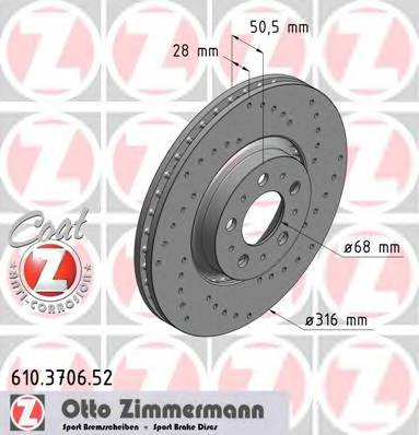 ZIMMERMANN 610.3706.52 Тормозной диск