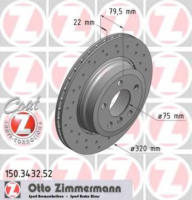 ZIMMERMANN 150.3432.52 Тормозной диск ZIMMERMANN 150.3432.52 Тормозной диск
