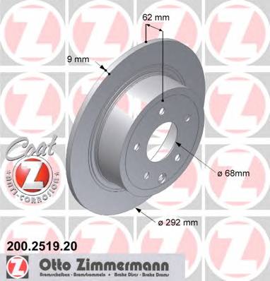 ZIMMERMANN 200.2519.20 Тормозной диск ZIMMERMANN 200.2519.20 Тормозной диск