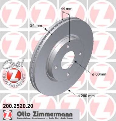ZIMMERMANN 200.2520.20 Тормозной диск ZIMMERMANN 200.2520.20 Тормозной диск