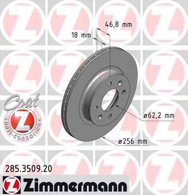 ZIMMERMANN 285.3509.20 Тормозной диск ZIMMERMANN 285.3509.20 Тормозной диск