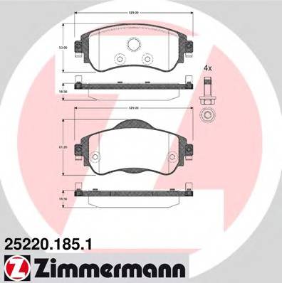 ZIMMERMANN 25220.185.1 Комплект гальмівних колодо...