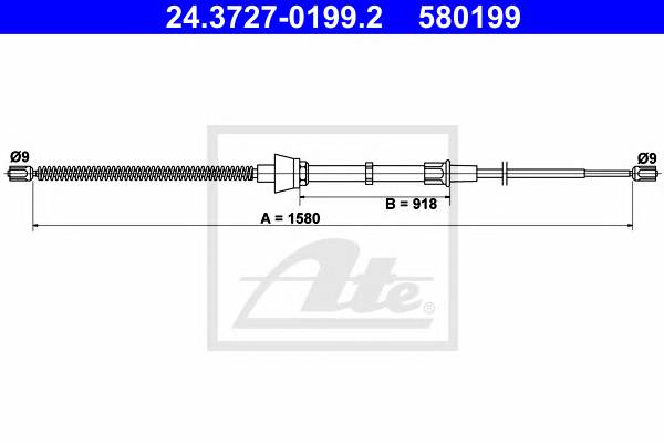 ATE 24.3727-0199.2 Трос, стояночная тормозная 