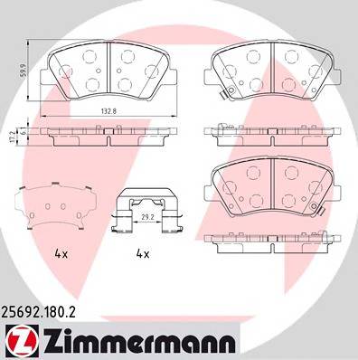 ZIMMERMANN 25692.180.2 Комплект тормозных колодок... ZIMMERMANN 25692.180.2 Комплект тормозных колодок...