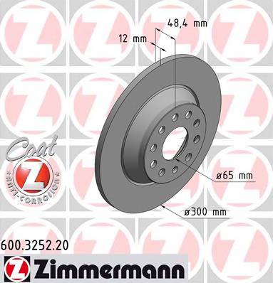 ZIMMERMANN 600325220 TARCZA HAMULC. VW GOLF VII  12- TYL