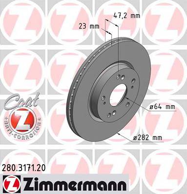ZIMMERMANN 280317120 TARCZA HAMULC. HONDA CIVIC  06-