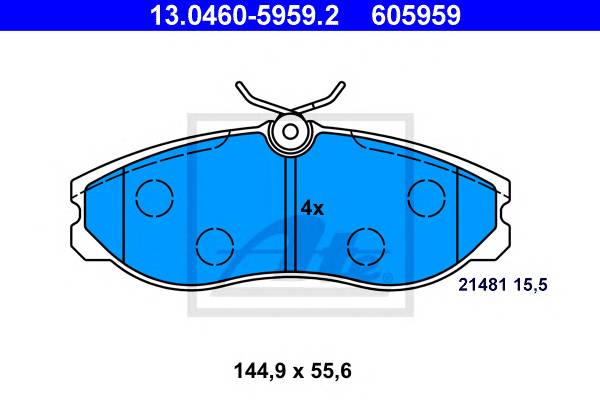 ATE 13.0460-5959.2 Комплект гальмівних колодо... ATE 13.0460-5959.2 Комплект гальмівних колодо...