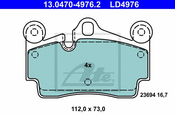ATE 13047049762 KLOCKI HAM CERAMIC ATE 13.0470-4976.2 AUDI Q7 3.0T