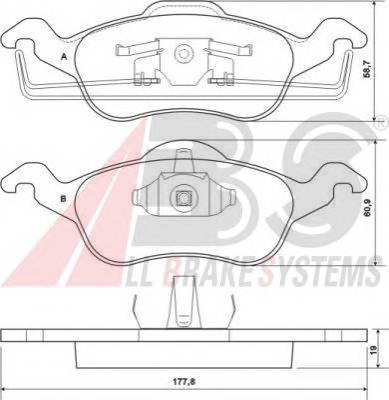 A.B.S. 37100 Комплект гальмівних колодо... A.B.S. 37100 Комплект гальмівних колодо...