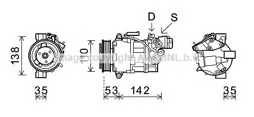 AVA QUALITY COOLING BWAK393 Компресор, кондиціонер AVA QUALITY COOLING BWAK393 Компресор, кондиціонер