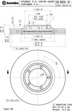 BREMBO 09.B030.10 Тормозной диск BREMBO 09.B030.10 Тормозной диск