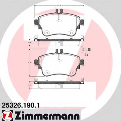 ZIMMERMANN 25326.190.1 Комплект гальмівних колодо...