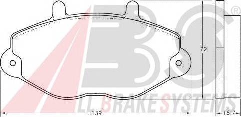 A.B.S. 36785 Комплект гальмівних колодо...