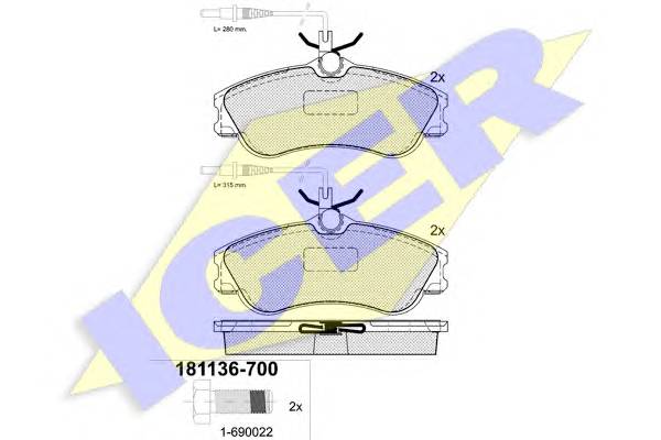 ICER 181136-700 Комплект тормозных колодок