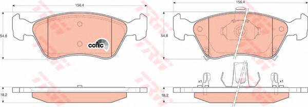 TRW GDB3163 Комплект гальмівних колодо... TRW GDB3163 Комплект гальмівних колодо...