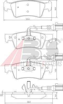 A.B.S. 37527 Комплект гальмівних колодо...