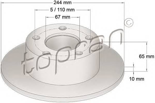 TOPRAN 103 757 Тормозной диск