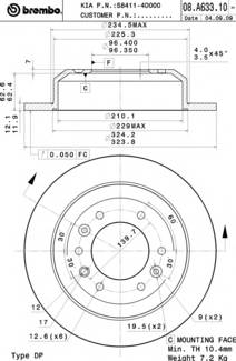 BREMBO 08.A633.10 Тормозной диск