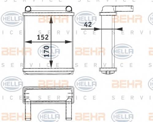 HELLA 8FH 351 312-521 Теплообменник, отопление с